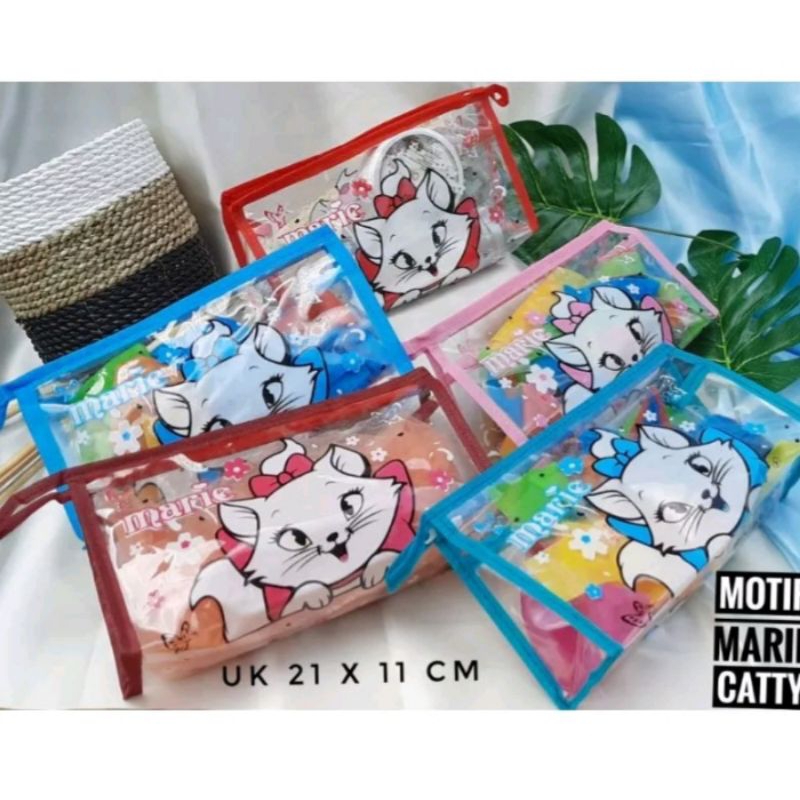 Pouch mika kosmetik motif/ tempat pensil mika