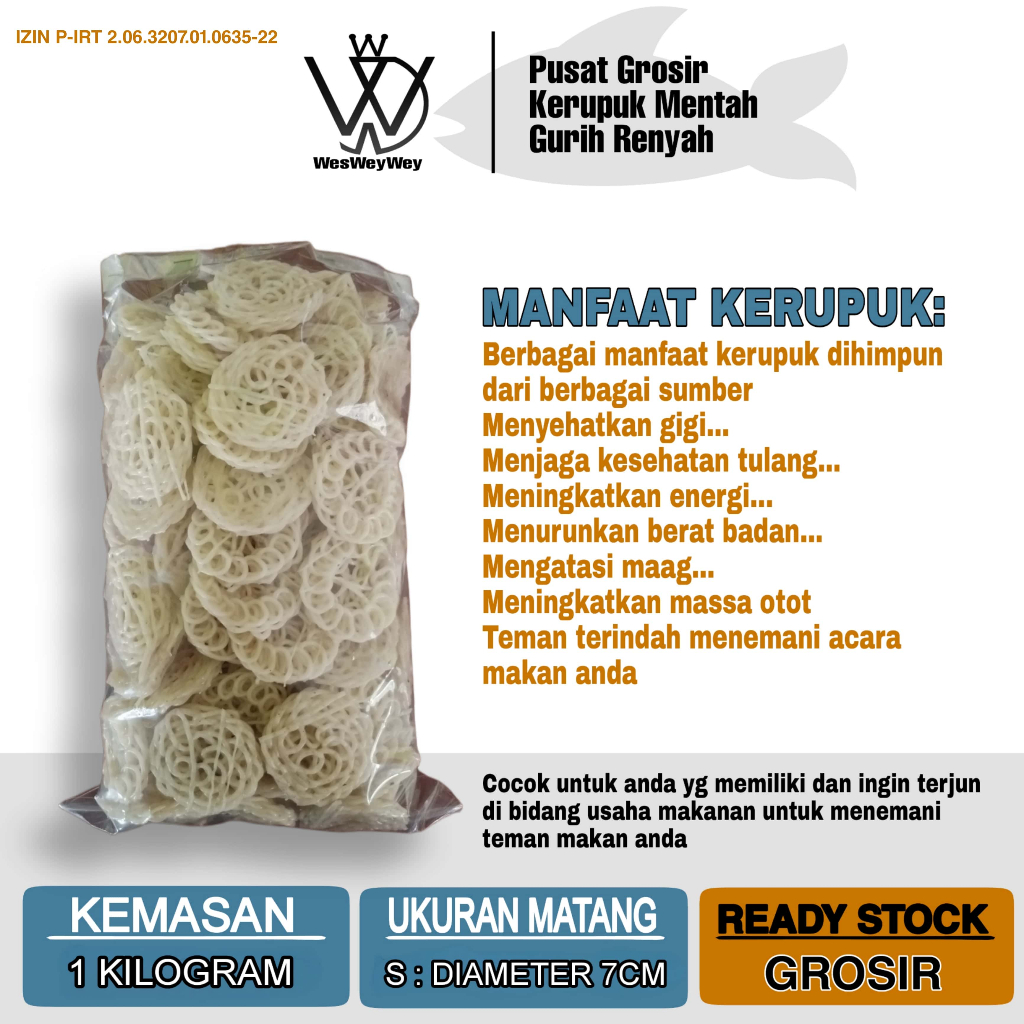 

Kerpuk Ikan Mentah Gurih Renyah Ukuran S 1kg