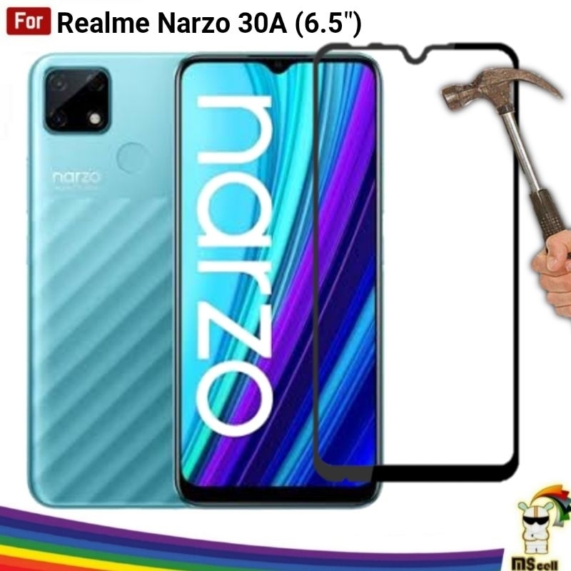 Tempered Glass Realme Narzo 30A - TG Narzo 30A Warna, Color, Full Layar - PREMIUM GLASS