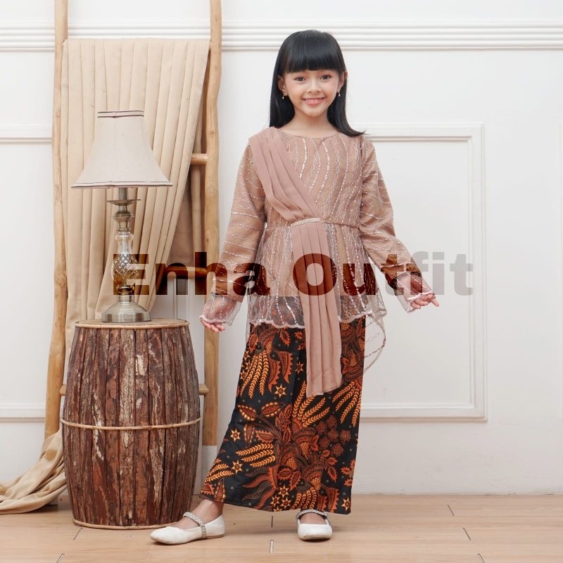 Baju brokat anak umur 6-10 tahun kebaya anak perempuan pakaian pesta anak
