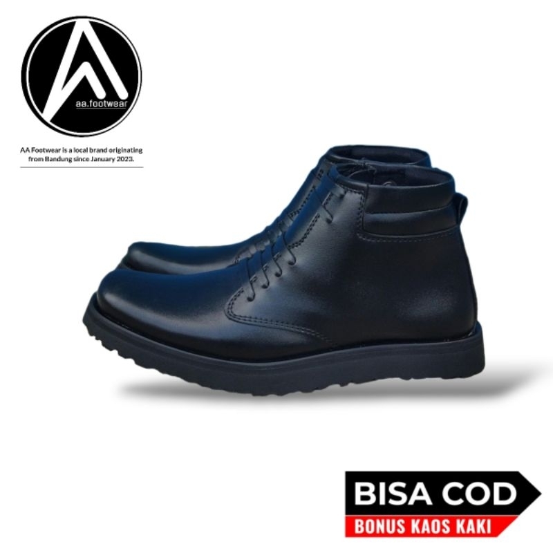 SEPATU PDH DINAS PRIA BOOTS ZIPER  HITAM DOFF KULIT MAGETAN /SPATU Kerja Kantor TNI POLRI SECURITY H