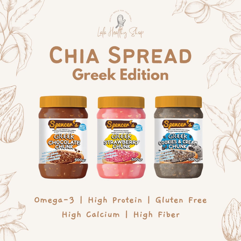 

Spencer's Chia Greek Spread (500gr) - Chocolate, Cookies and Cream, Strawberry
