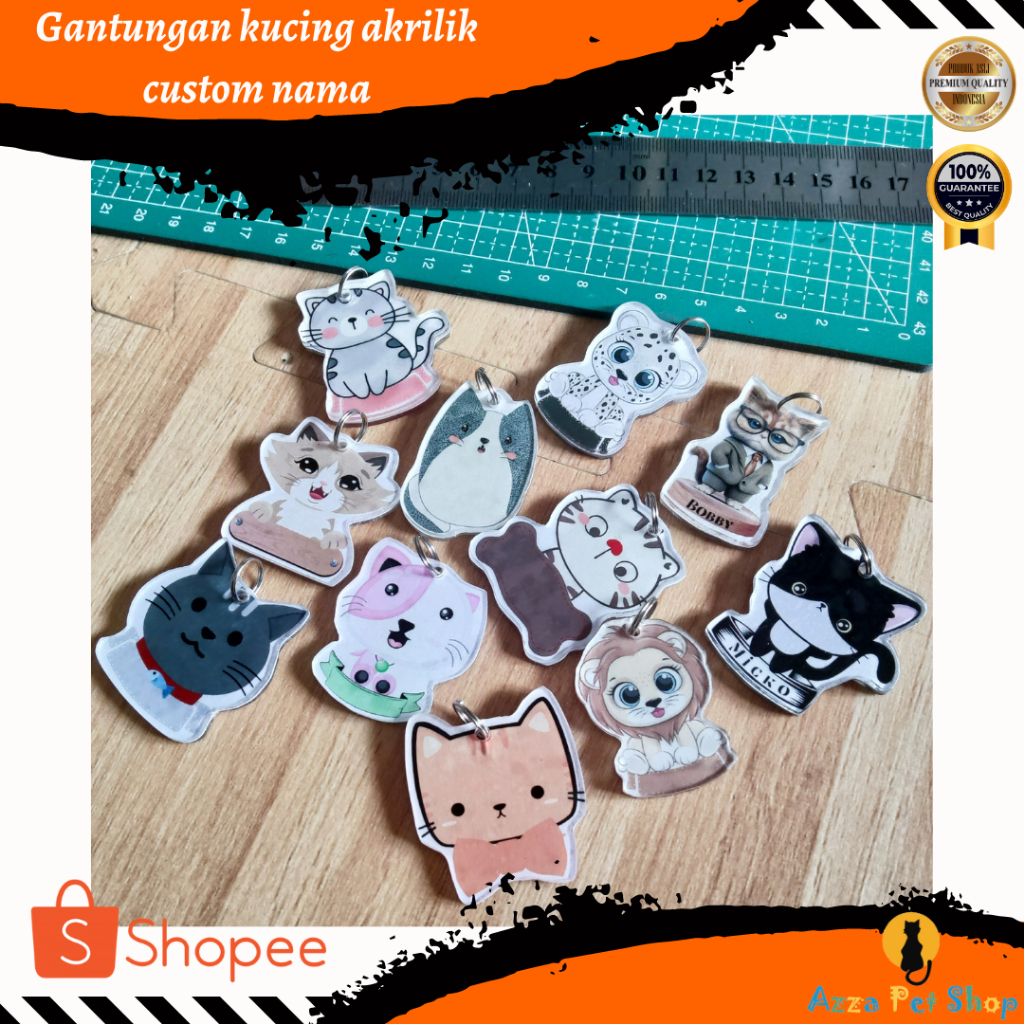 kalung kucing nama custom / kalung kucing custom nama akrilik / liontin custom nama akrilik