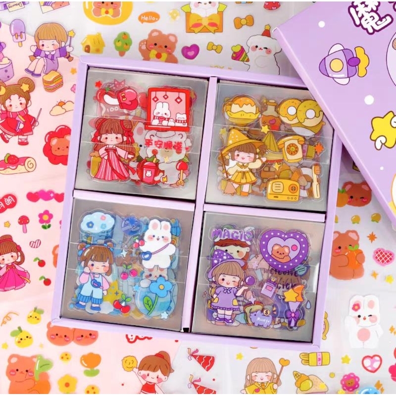 

D915 20Pcs Stiker Motif Kartun Lucu/ Bahan Anti Air Aesthetic PVC/ Scrapbook Sticker