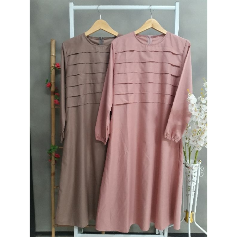 Midi Dress Muslim | Katun Dress Premium | Midi Dress Wanita Fashion Muslim