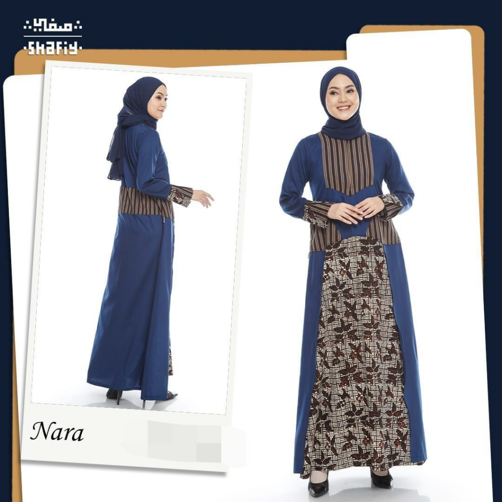 Nara Gamis Batik Shafiy Original Modern Batik Etnik Tenun Lurik Dress Wanita Muslimah Batik Wanita M