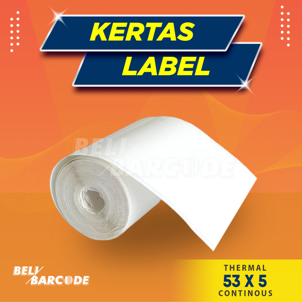 

LABEL STIKER THERMAL PRINTER BLUETOOTH UK. 53MM X 5M / 53X5meter PUTIH POLOS