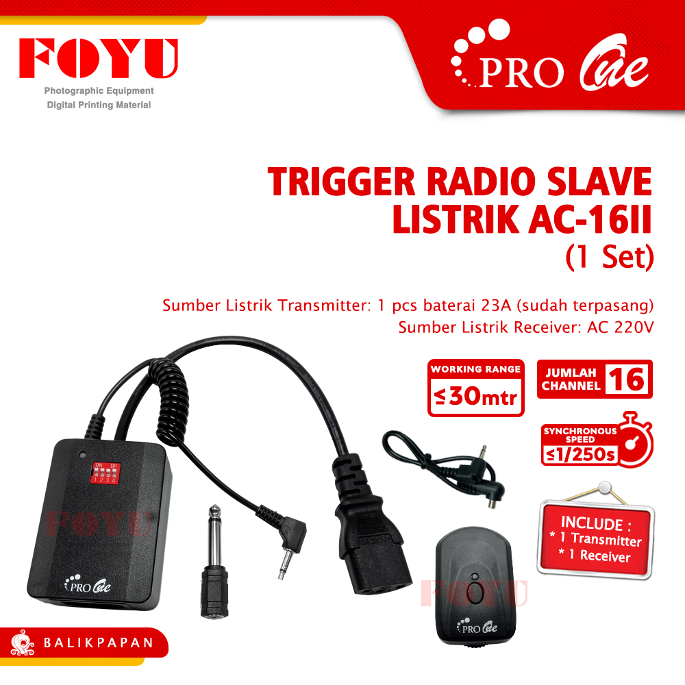 Pro One Trigger Radio Slave Listrik Studio Flash AC-16II 1 Set