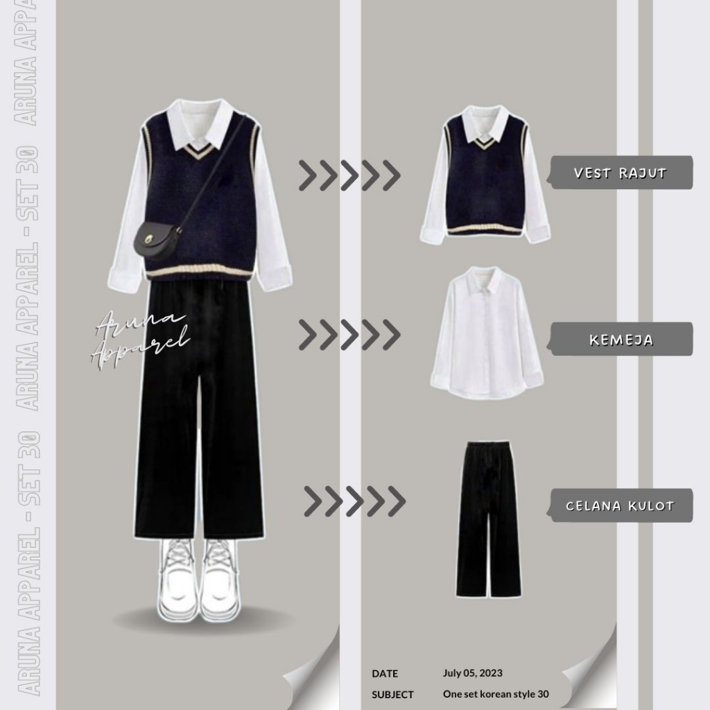 Setelan 3in1 One set korean style, ulzzang style, outfit wanita (Set 30)