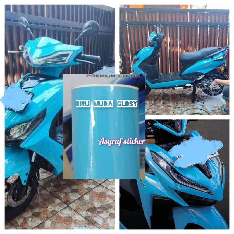 SKOTLET STIKER MOTOR WARNA BIRU MUDA GLOS STICKER WARNA BIRU MUDA GLOSY