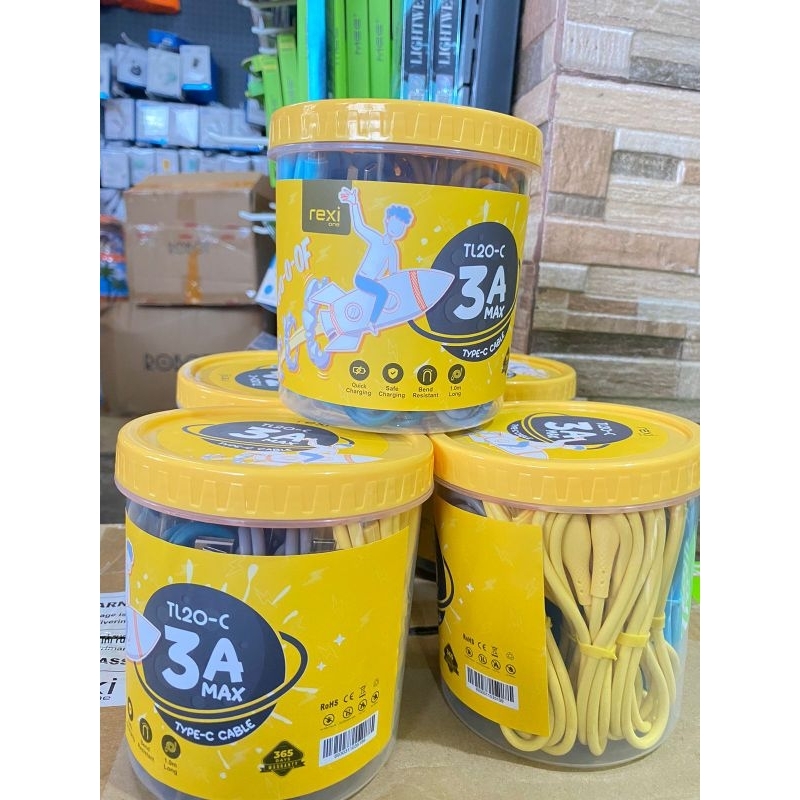 NEW ARRIVAL ⚡/1pcs REXI TL20-C KABEL DATA COLORFUL TYPE-C CABLE 3A Quick charge
