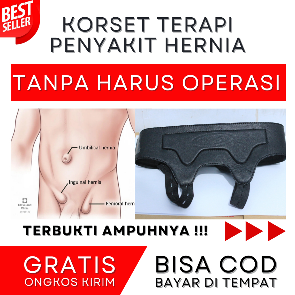 Korset Untuk Hernia Ampuh Tanpa Operasi, Alat Untuk Terapi Hernia, Bahan Kulit Asli, Sabuk Kulit Pri