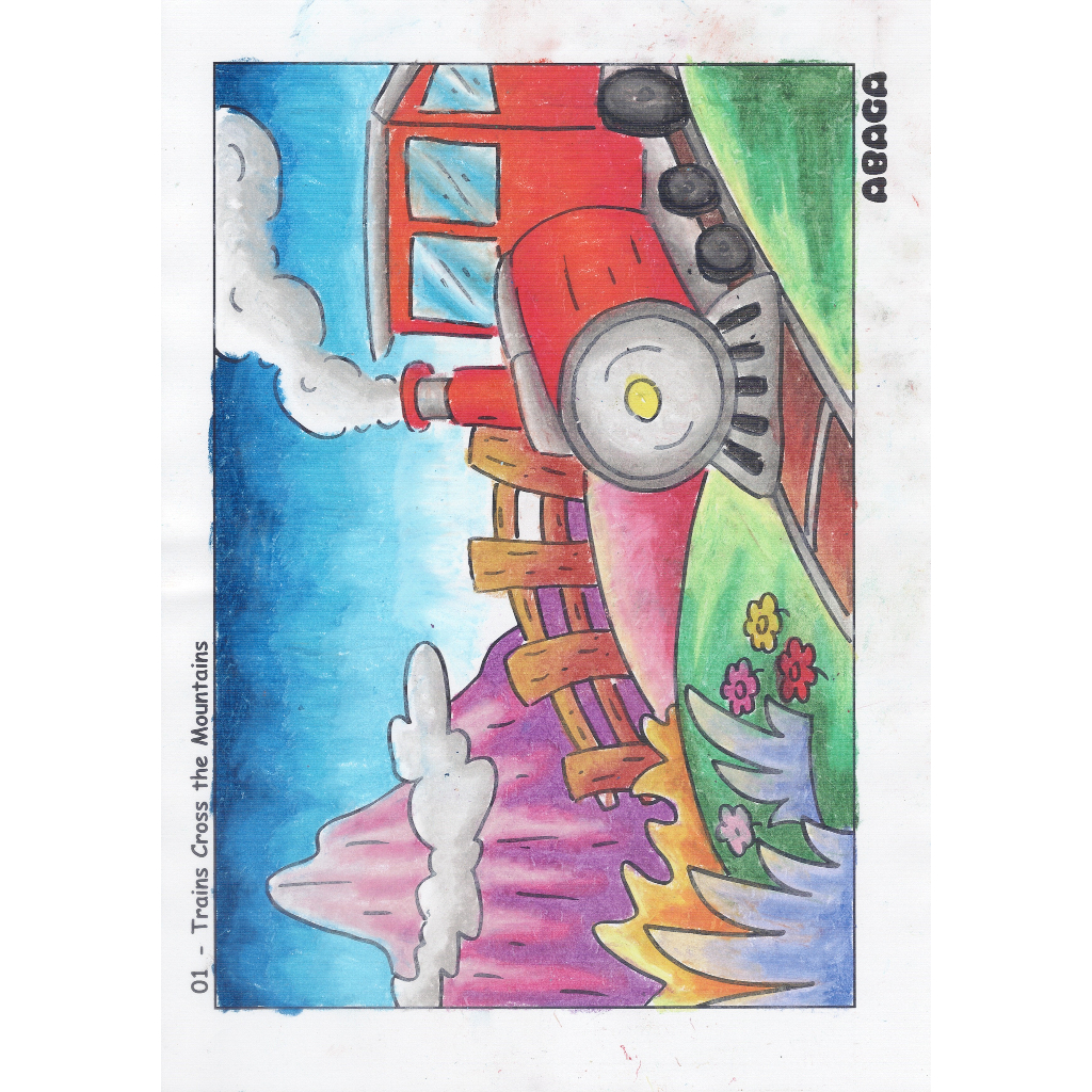 

Lembar Mewarnai Anak Teknik Pastel / Trains Cross The Mountains / Smart Coloring Page