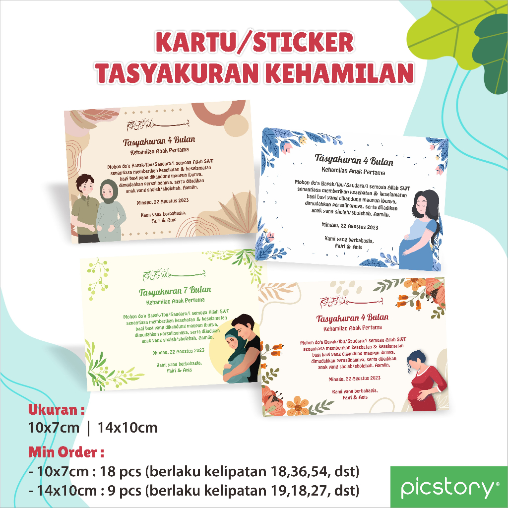 Stiker/Kartu Tasyakuran Kehamilan 4 Bulanan/ 7 Bulanan/ Sticker Label Ucapan Syukuran Kehamilan