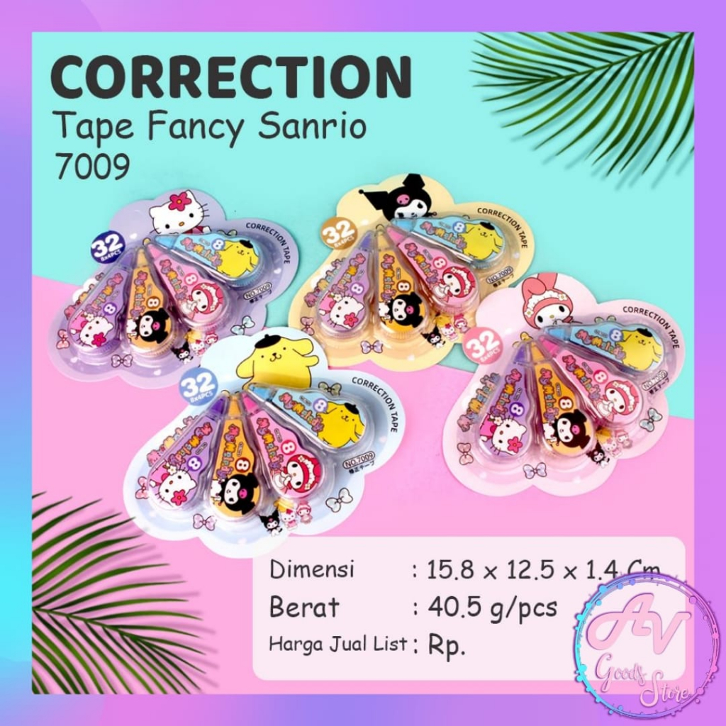 

Correction Tape 4in1 Karakter Sanrio / Tip Ex Roll Fancy 4Pcs / Tip X Pita Kertas Karakter