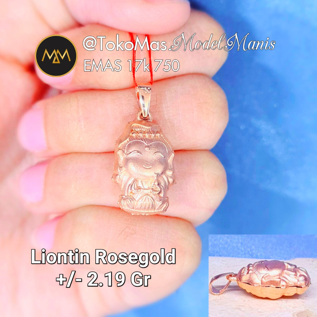 Liontin Dewi Kwan Im Emas Rosegold 750 kadar 17k