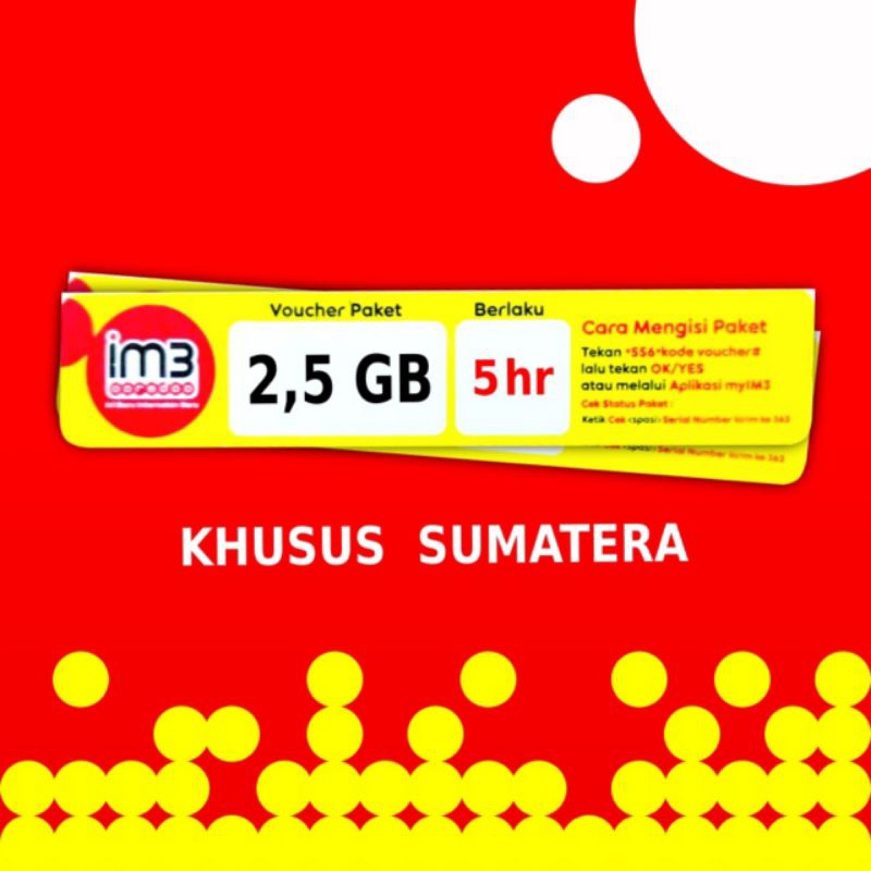 Voucher Indosat 2,5gb 5 hari sumatera murah