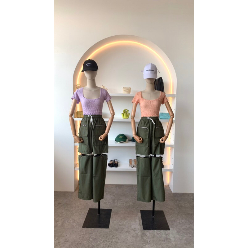 BELLACITA TEXTURED CROP TEE WANITA IMPORT BKK C416