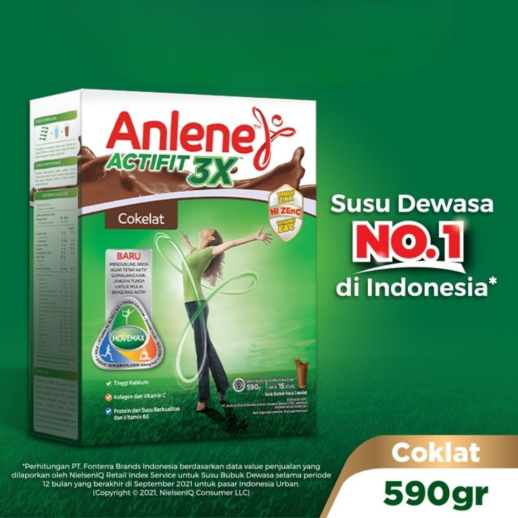 

[590 Gram] Anlene Actifit 3X Susu Bubuk Dewasa Vanilla / Cokelat / Original 590 gr - Nutrisi Tinggi Kalsium Untuk Tulang, Sendi, dan Otot