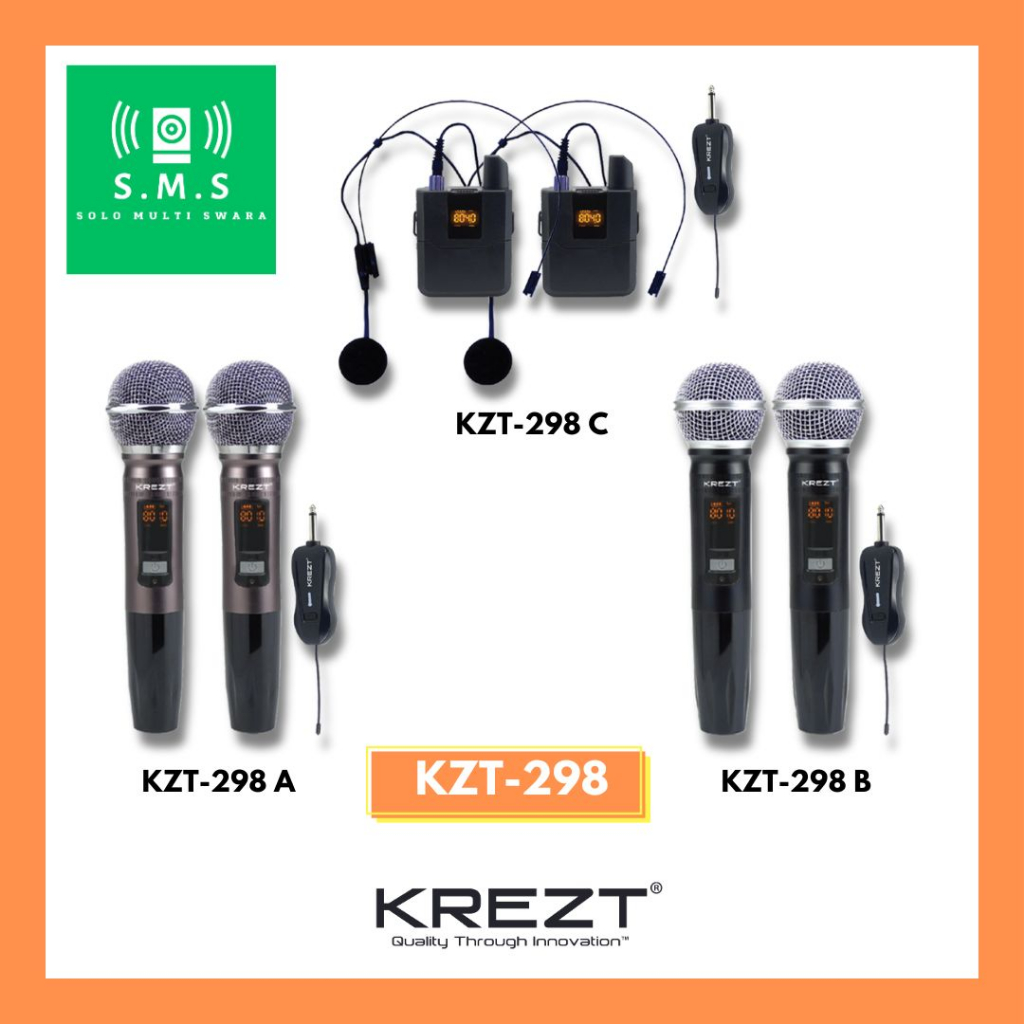 Microphone Wireless KREZT KZT-298 Mik Wireless UHF Rechargeable