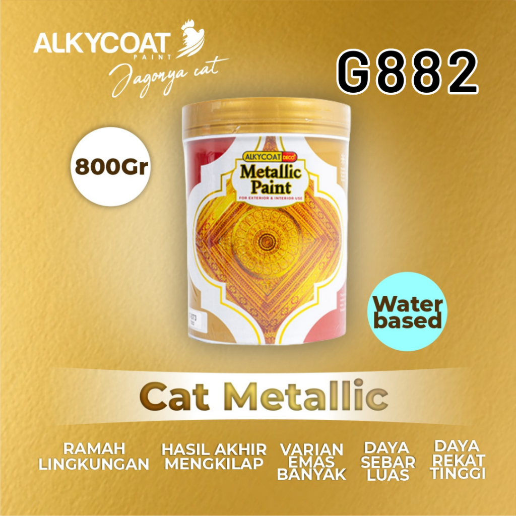 

CAT METALLIC PAINT WATERBASED / Cat Dekoratif/ Cat Gypsum / Cat Pagar / Cat Besi 800 gr - G882 (Merah)