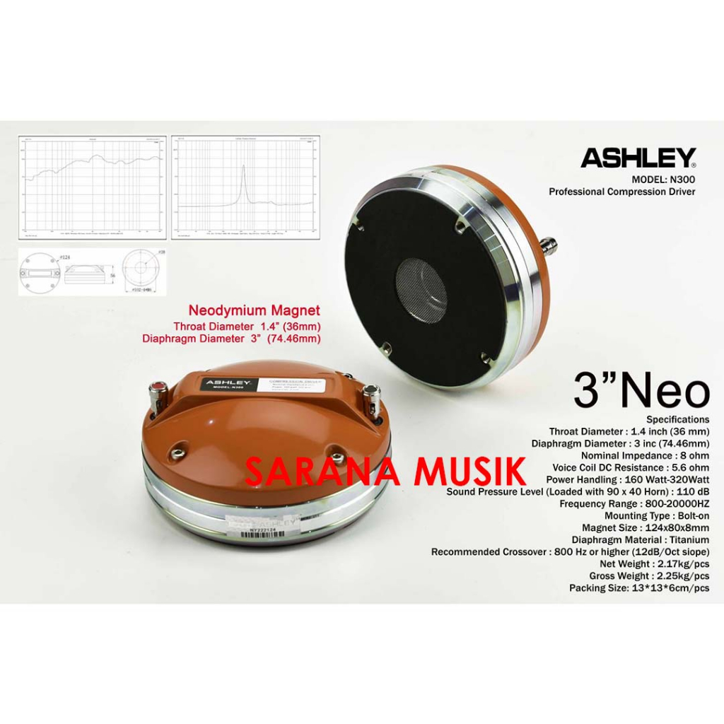 Twitter Ashey N300 Neodium Driver Ashley N-300 Tweeter Ashley N 300 Original