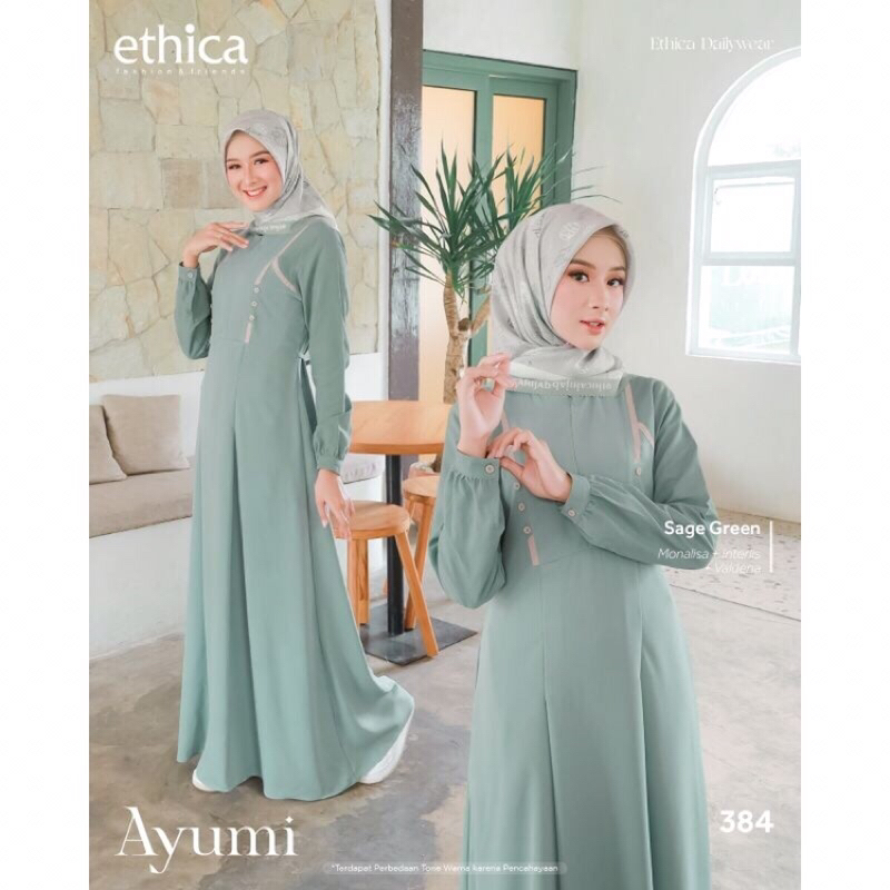 GAMIS MUSLIMAH AYUMI 384 SAGE GREEN