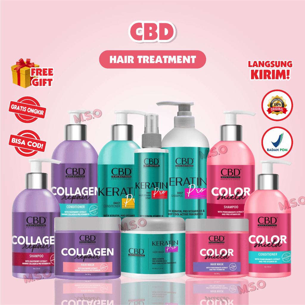 CBD Professional Hair Treatment Color Shield BPOM Keratin Pro | Shampo | Conditioner | Hair Mask | H