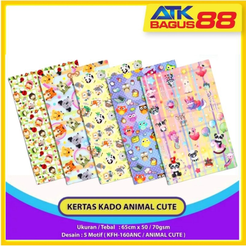 

10 Pcs Kertas Kado Squeezy Animal Cute/Bungkus Kado/Kertas Kado Murah