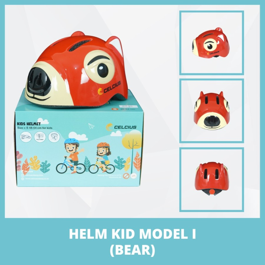 Helm Sepeda Anak Karakter Murah Lucu Kids Helmet Karakter Bear Kado