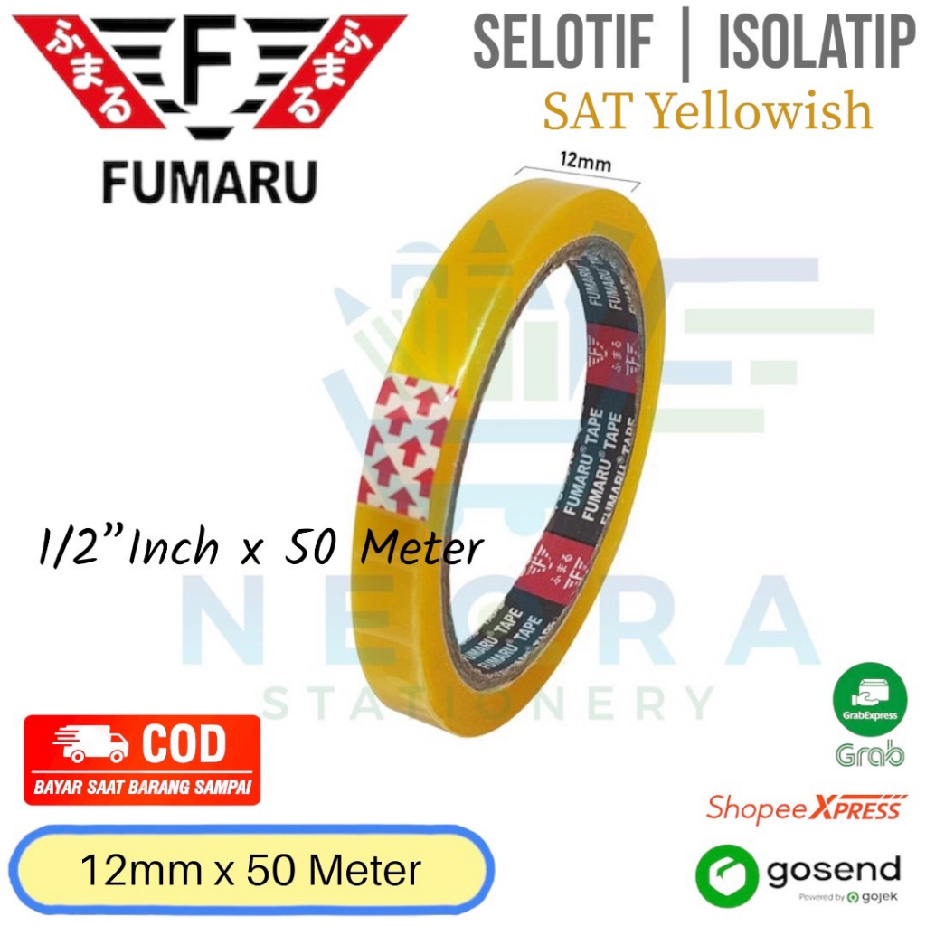 

Selotip / Isolatip 1/2 Inch Fumaru SAT Yellowish (12m x 50M)