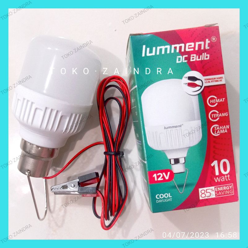 lampu led Lumment DC bulb 10 watt 12 volt putih jepit aki emergency