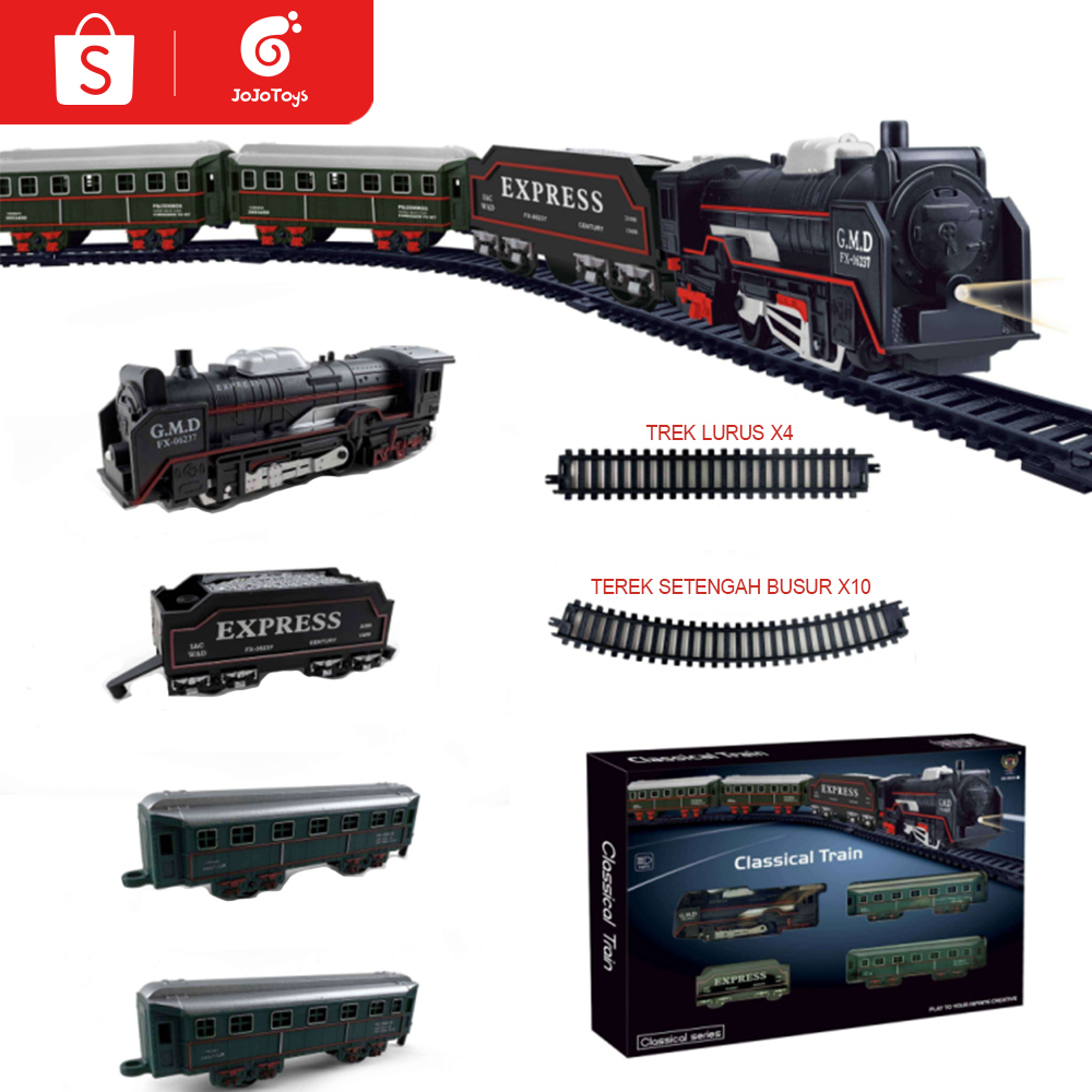 JOJOTOY Mainan Anak Kereta Api Rel Listrik Train Rail King Api Rel Panjang Kereta ApiUkuran Besar 4 