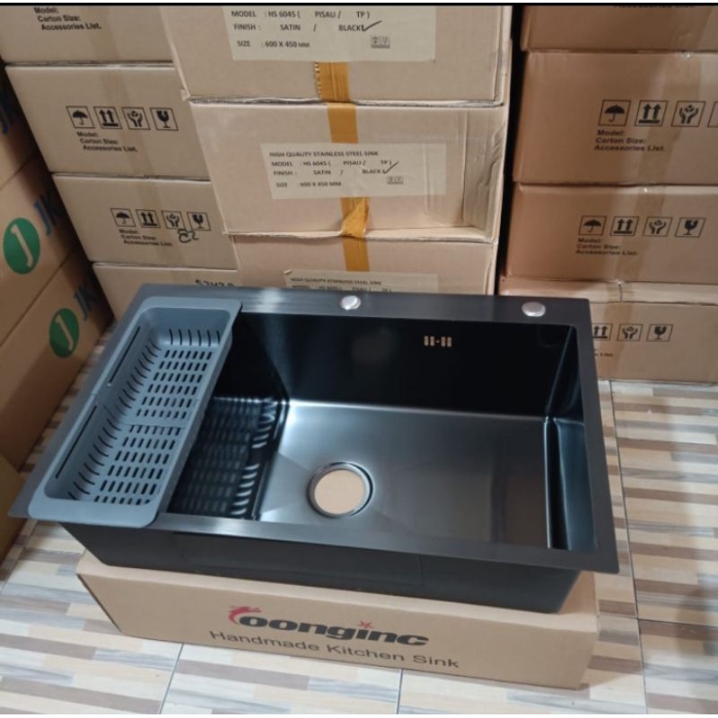 Kitchen sink stainless 8050 black / Bak cuci piring stainless hitam 8050 / body only