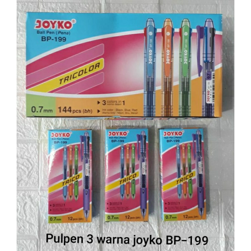 

pulpen 3 warna joyko per kotak ...