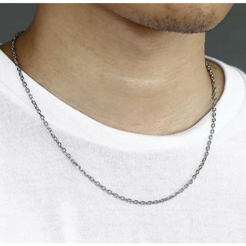 Kalung Titanium Pria Wanita Anti Karat/Kalung Rantai Kecil/Kalung Stainlees Stell