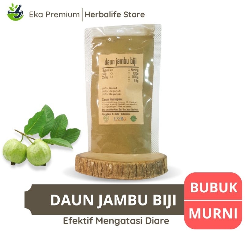 

DAUN JAMBU BIJI BUBUK Kering Asli Ramuan Rempah Herbal Murni Jamu Minuman Tradisional Simplisa Psidium Guajava