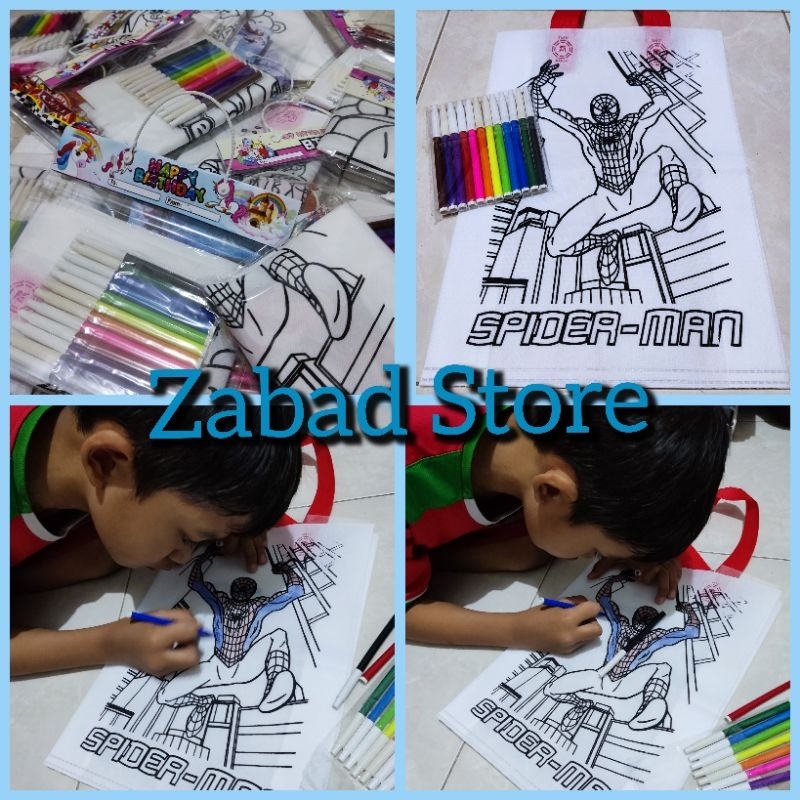 Paket mewarnai tas spunbond  diy mewarnai tas mainaneedukatif