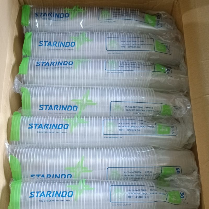 

2Xbtygneal Sakha Snack ) Gelas Plastik Polos Starindo 14 Oz & 16 Oz Tebal 5 Gram (50Pcs)