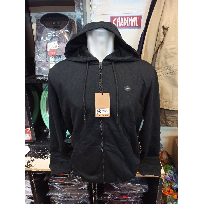 Jumper Bertopi Risleting Kaos Merk Cressida Original Warna Hitam Polos