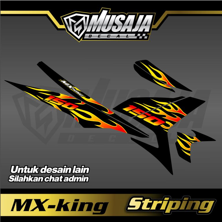 Striping MX KING motif api hitam merah full body bebas custom desain - stiker motor mx king motif ap