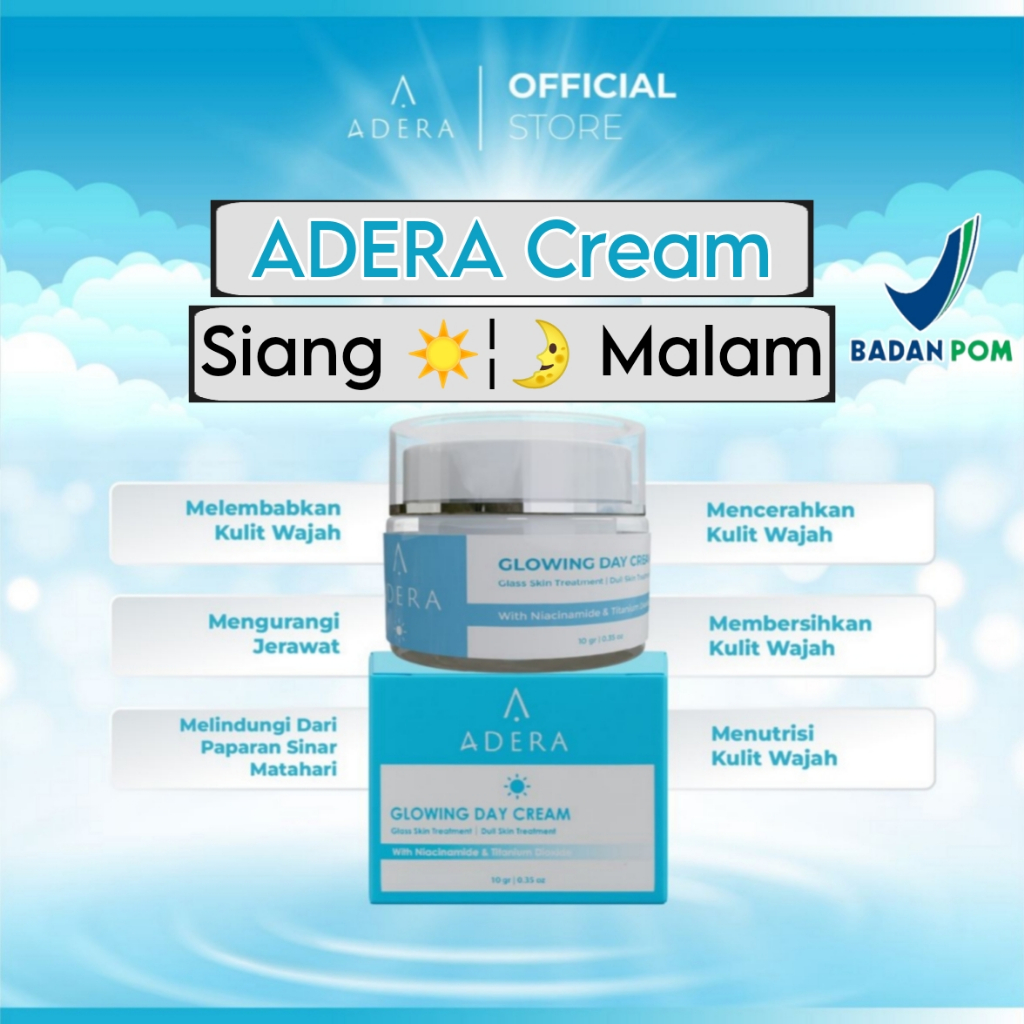 Adera Night Day Cream Krim Pagi Siang Dan Malam Bpom [Skincare Wajah Glowing Bpom]