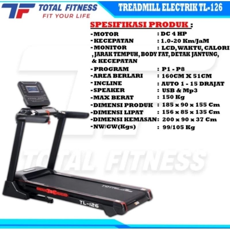 TREADMILL ELEKTRIK TL 126 AUTO INCLINE /TL126 TOTAL