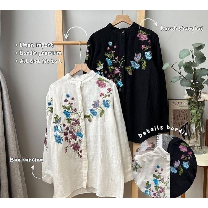 Blouse wanita motif bunga-bunga - Baju atasan gaya minimalis - Baju atasan muslimah terbaru