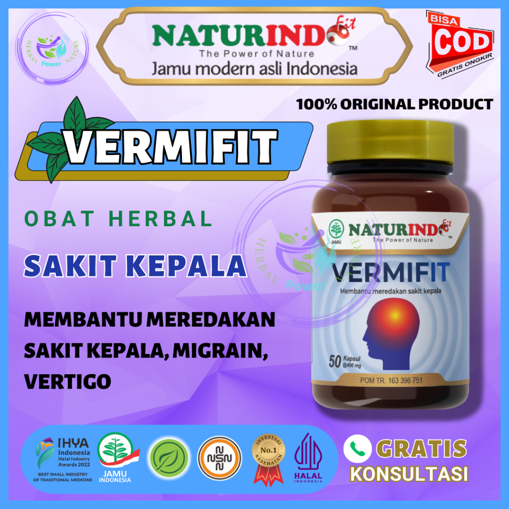 VERMIFIT Obat vertigo Sakit Kepala Migrain Pusing Menahun Migren Herbal VERMIFIT NATURINDO