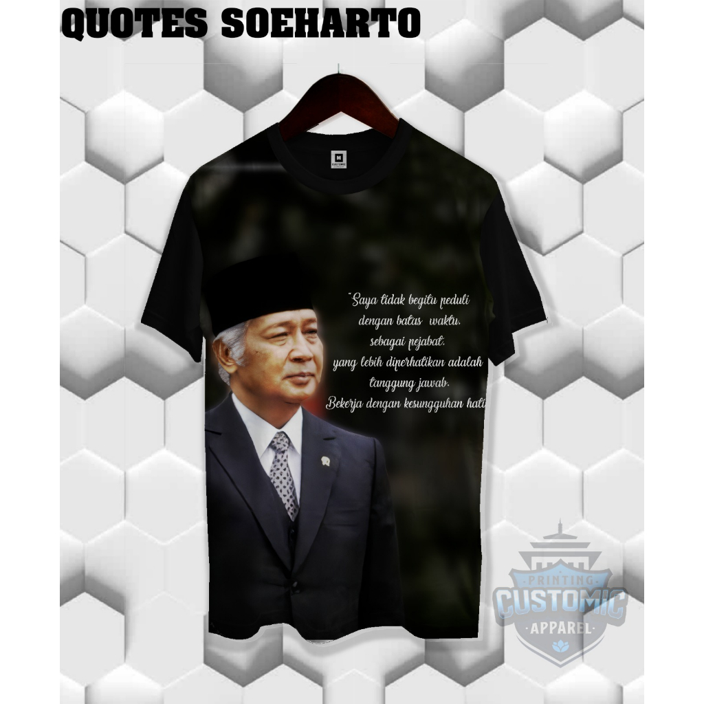 Kaos pria baju printing Indonesia guotes soeharto