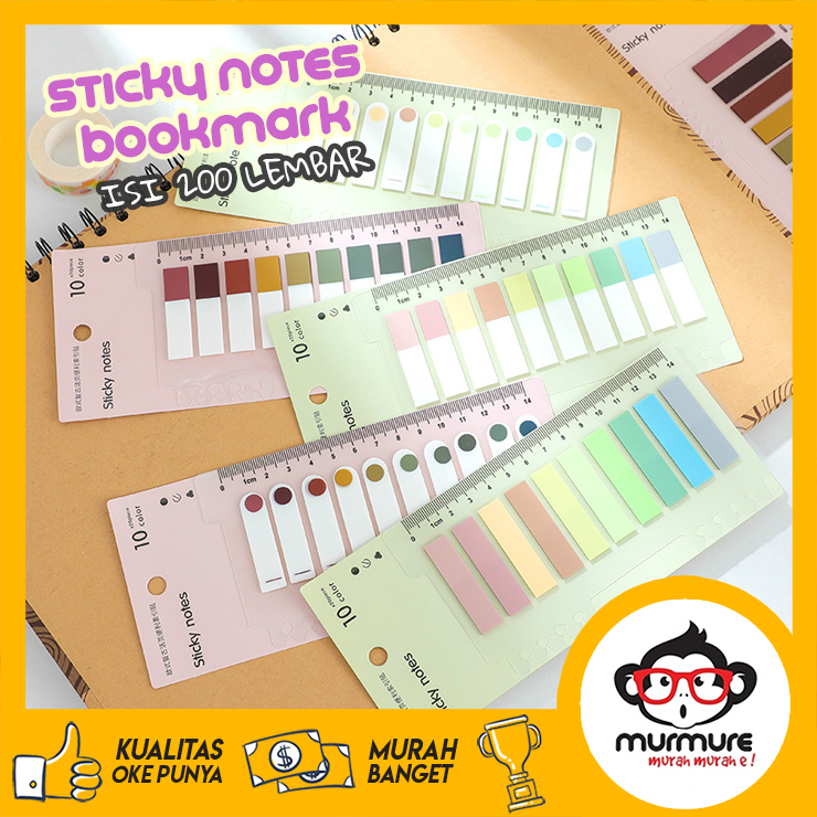 

MURMURE | 200 Lembar Sticky Note Warna Neon Pastel Macaron Morandi Vintage Untuk Pembatas Buku notepad mini paper kertas pots it