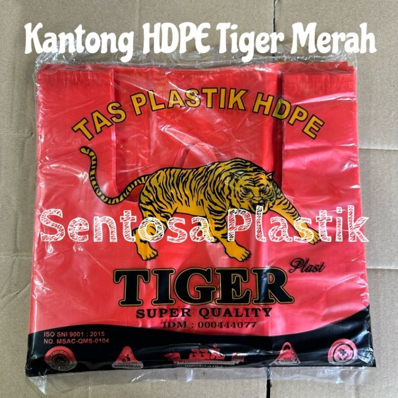 (Per Bungkus) Kantong Plastik Kresek HDPE TIGER Merah Ukuran 28