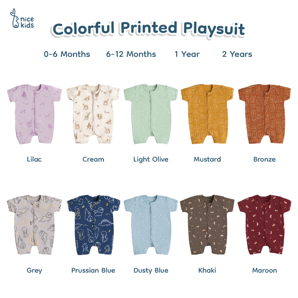 Nice Kids - Colorful Printed Playsuit Baby Jumper Romper Baju Anak Bayi