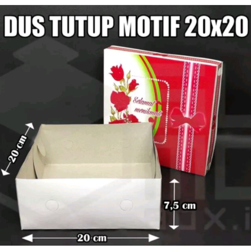 Kotak makanan tutup motif 20x20 / nasi kotak / dus makanan / dus kotak motif TPS [ECERAN] kotak kue 